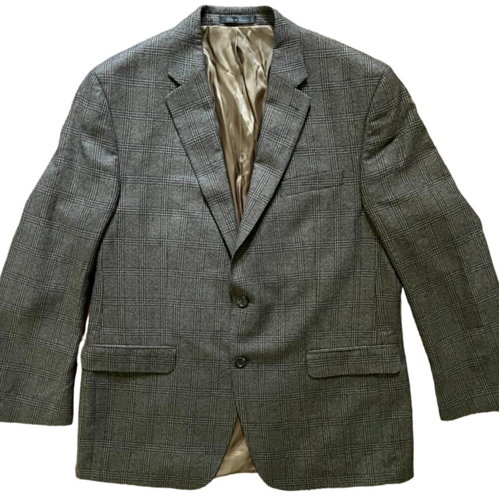 VTG 90s RALPH LAUREN 2 Button Glen Plaid Sport Coat Suit Jacket Blazer SZ 44